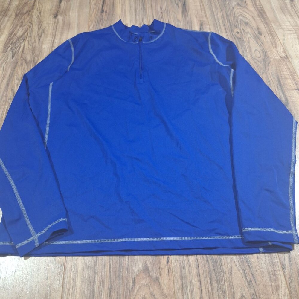 lands End 1/4 zip long sleeve blue athletic shirt size large